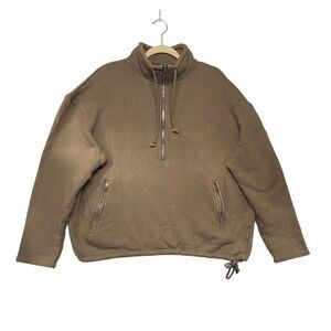 Kith Mens Quarter Zip Pullover Sweatshirt Tan Brown Cotton Size M RN140659